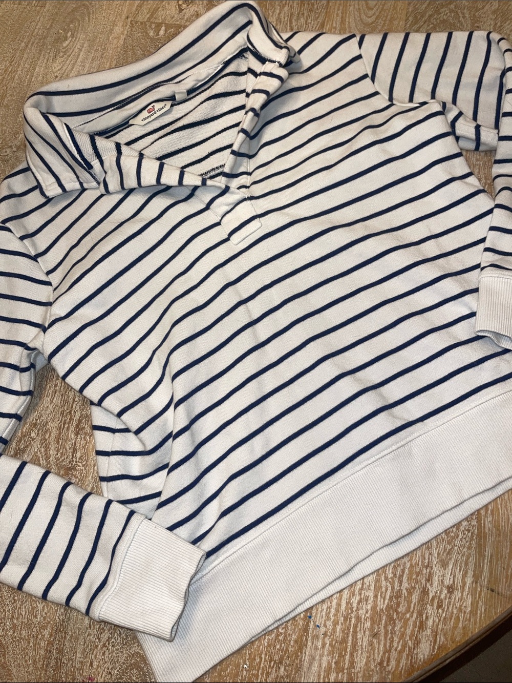 Vineyard Vines Navy and White Striped Rugby Pullover XXS